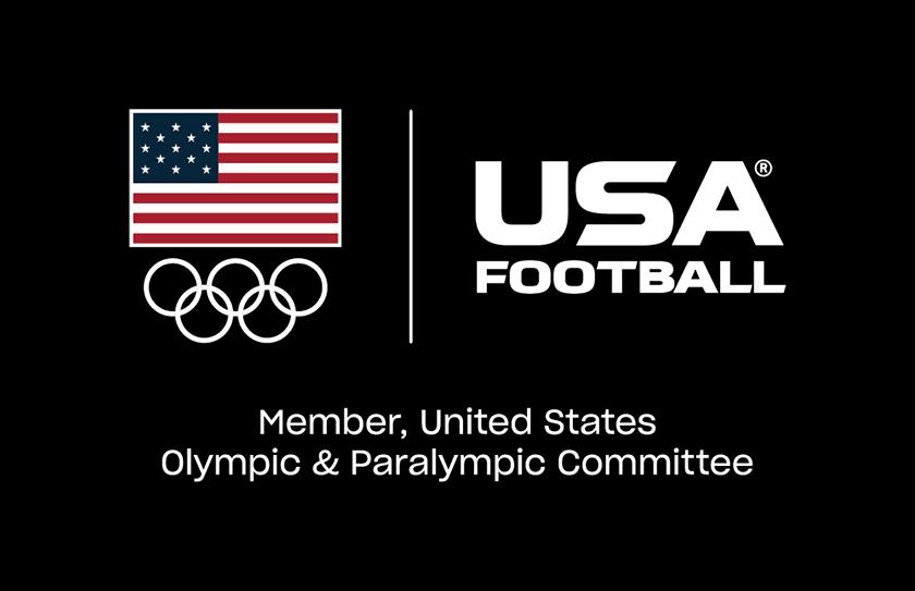 The USOPC logo to the left with the USA Football logo to the right and Member of the United States Olympic and Paralympic Committee.